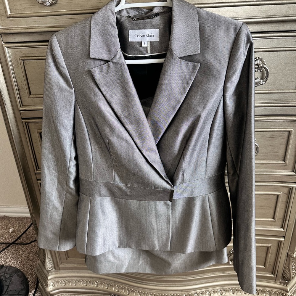 Calvin Klein Gray Tailored Blazer with Sheen and Texture
